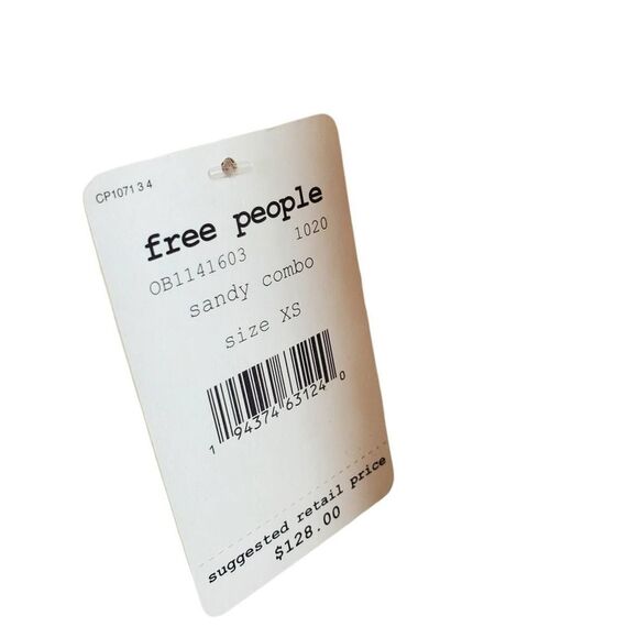 Free People Coconut Loose Weave Sandy Combo Knit Pullover Off Shoulder Hi Low - Picture 7 of 12